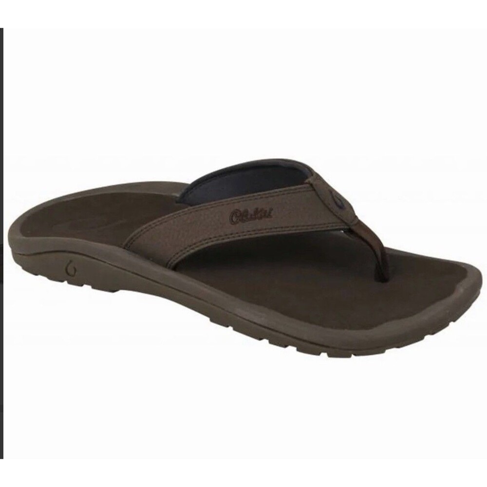 OLUKAI Men's Ohana Flip Flop Beach Sandals - Dark Wood (Brown) - Sz 11M - GUC